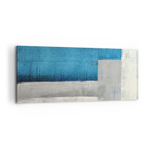 Quadro su tela - Stampe su Tela - Composizione poetica in grigio e blu - 100x40 cm