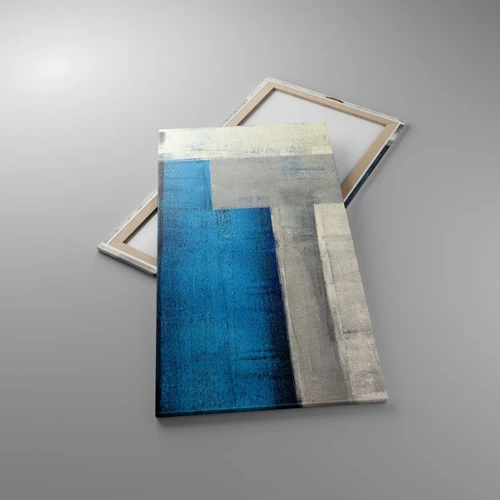 Quadro su tela - Stampe su Tela - Composizione poetica in grigio e blu - 65x120 cm