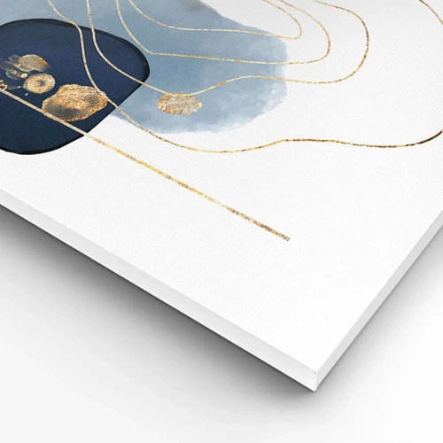 Quadro su tela - Stampe su Tela - Fantasia blu e oro - 100x40 cm