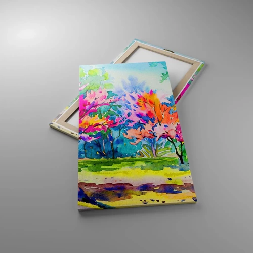 Quadro su tela - Stampe su Tela - Giardino multicolore nella luce della primavera - 55x100 cm