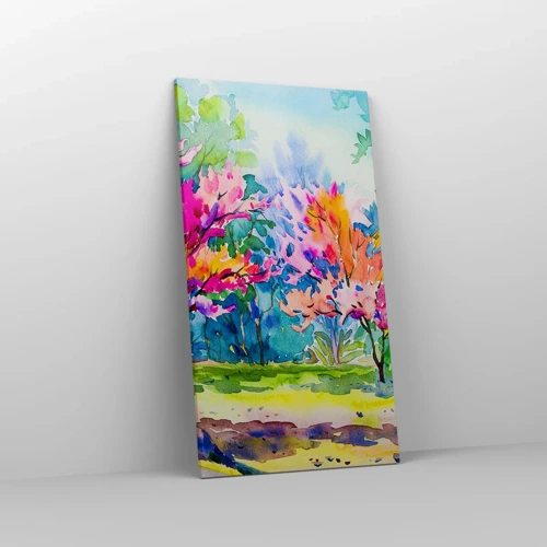 Quadro su tela - Stampe su Tela - Giardino multicolore nella luce della primavera - 55x100 cm