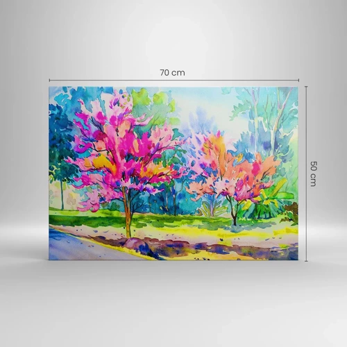 Quadro su tela - Stampe su Tela - Giardino multicolore nella luce della primavera - 70x50 cm
