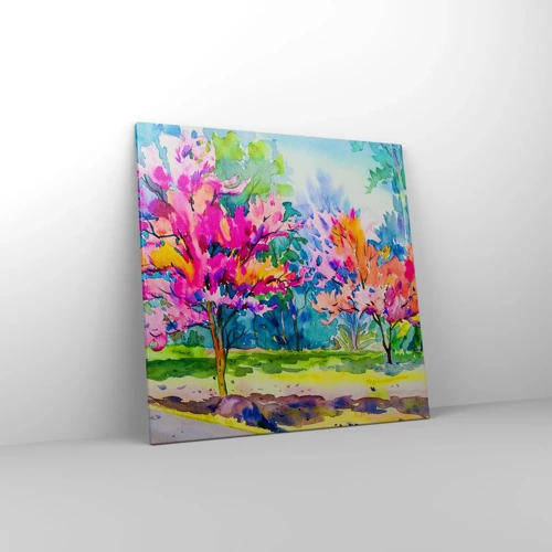 Quadro su tela - Stampe su Tela - Giardino multicolore nella luce della primavera - 70x70 cm