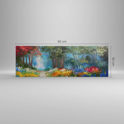 Quadro su tela - Stampe su Tela - Il giardino del bosco d'aprile - 90x30 cm