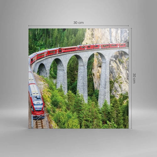 Quadro su tela - Stampe su Tela - Il treno tra i monti - 30x30 cm