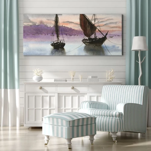 Quadro su tela - Stampe su Tela - La sera nel porto - 140x50 cm