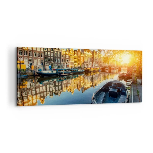 Quadro su tela - Stampe su Tela - L'alba ad Amsterdam - 100x40 cm