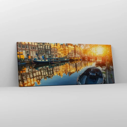 Quadro su tela - Stampe su Tela - L'alba ad Amsterdam - 100x40 cm