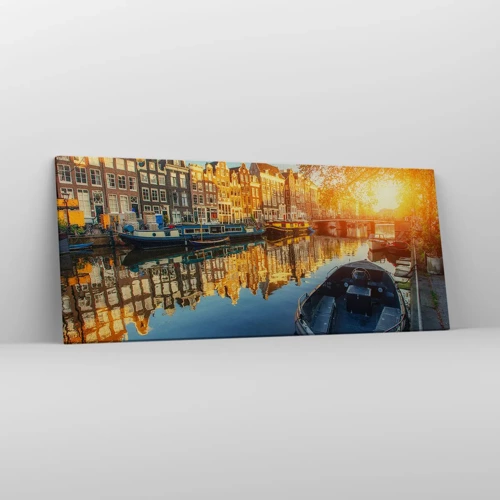 Quadro su tela - Stampe su Tela - L'alba ad Amsterdam - 120x50 cm