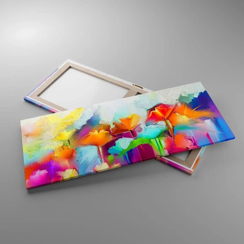 Quadro su tela - Stampe su Tela - L'arcobaleno è fiorito - 120x50 cm