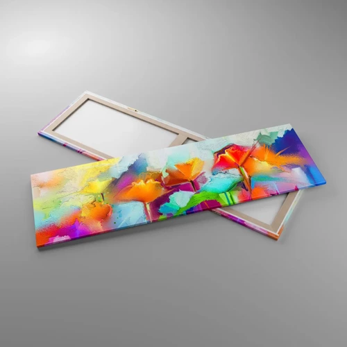 Quadro su tela - Stampe su Tela - L'arcobaleno è fiorito - 160x50 cm
