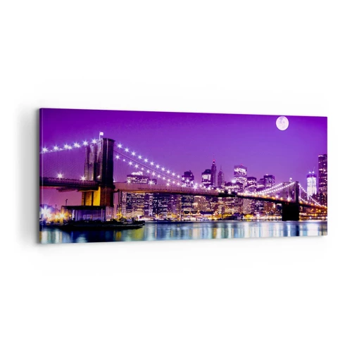 Quadro su tela - Stampe su Tela - Luce della grande città in viola - 100x40 cm