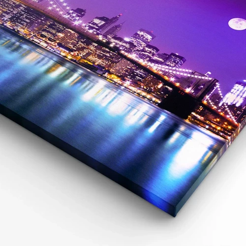 Quadro su tela - Stampe su Tela - Luce della grande città in viola - 100x40 cm