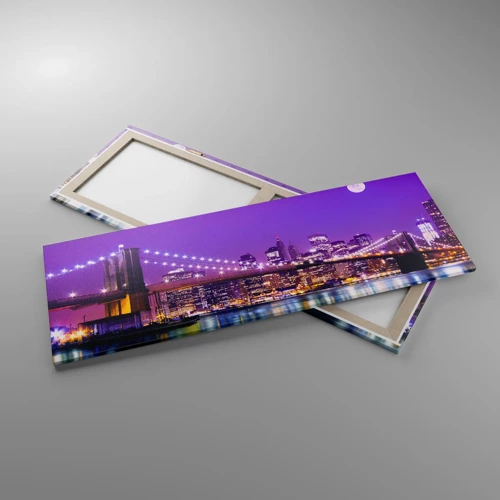 Quadro su tela - Stampe su Tela - Luce della grande città in viola - 140x50 cm