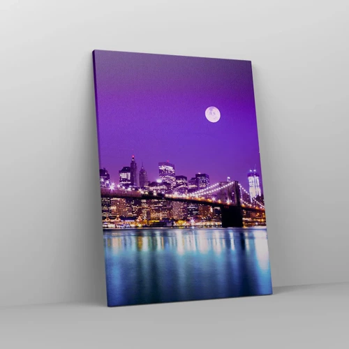 Quadro su tela - Stampe su Tela - Luce della grande città in viola - 50x70 cm