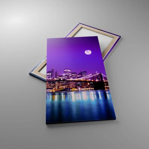 Quadro su tela - Stampe su Tela - Luce della grande città in viola - 55x100 cm