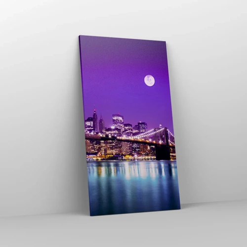 Quadro su tela - Stampe su Tela - Luce della grande città in viola - 55x100 cm