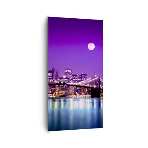 Quadro su tela - Stampe su Tela - Luce della grande città in viola - 65x120 cm