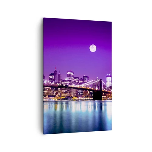 Quadro su tela - Stampe su Tela - Luce della grande città in viola - 80x120 cm