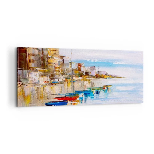 Quadro su tela - Stampe su Tela - Molo cittadino multicolore - 100x40 cm