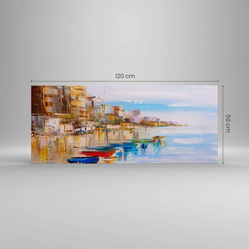 Quadro su tela - Stampe su Tela - Molo cittadino multicolore - 120x50 cm