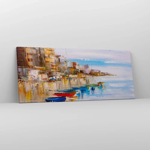 Quadro su tela - Stampe su Tela - Molo cittadino multicolore - 120x50 cm