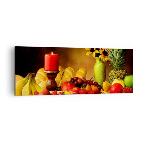 Quadro su tela - Stampe su Tela - Natura morta con pane e frutta - 140x50 cm