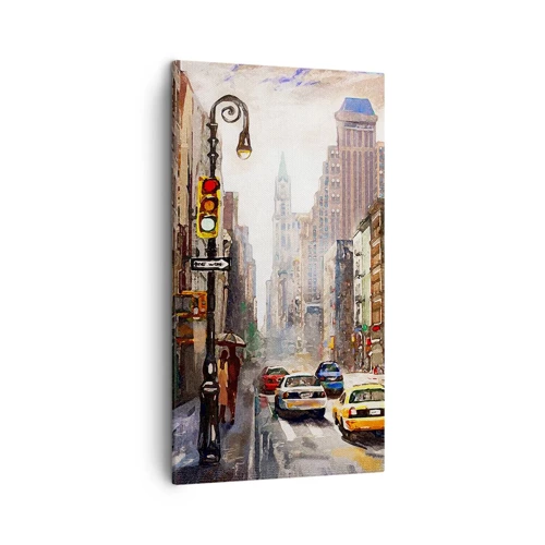 Quadro su tela - Stampe su Tela - New York: colorata anche sotto la pioggia - 45x80 cm