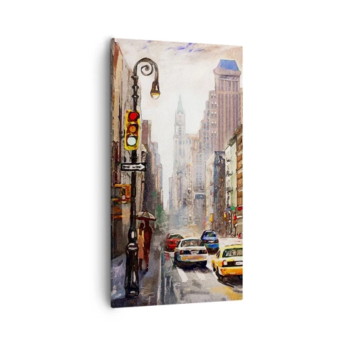 Quadro su tela - Stampe su Tela - New York: colorata anche sotto la pioggia - 55x100 cm