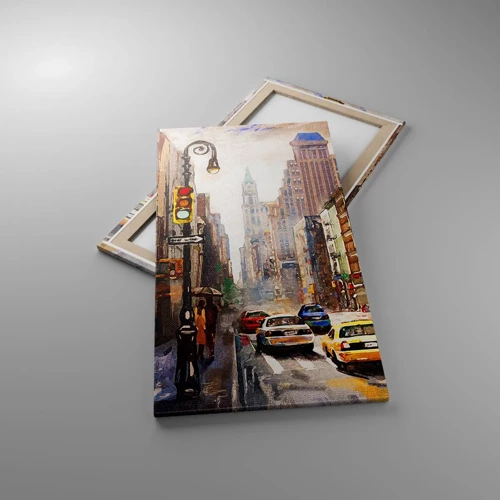 Quadro su tela - Stampe su Tela - New York: colorata anche sotto la pioggia - 55x100 cm