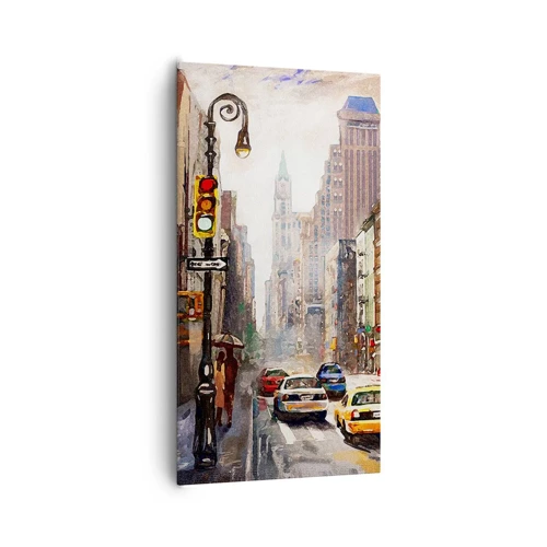 Quadro su tela - Stampe su Tela - New York: colorata anche sotto la pioggia - 65x120 cm