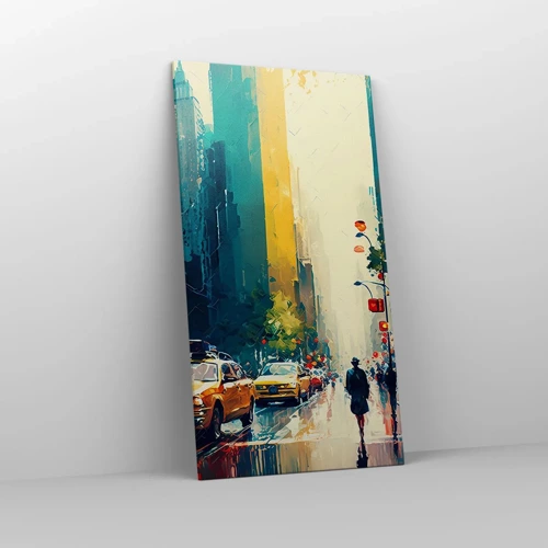 Quadro su tela - Stampe su Tela - New York: qui anche la pioggia è colorata - 65x120 cm
