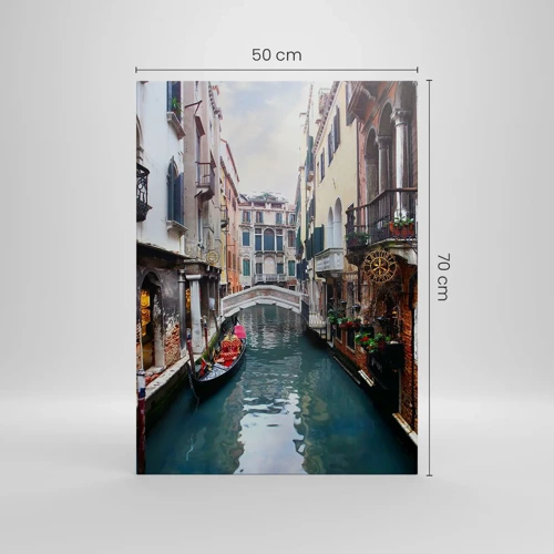 Quadro su tela - Stampe su Tela - Paesaggio veneziano con gondola e ponte - 50x70 cm