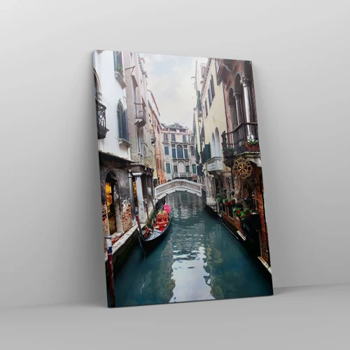 Quadro su tela - Stampe su Tela - Paesaggio veneziano con gondola e ponte - 50x70 cm