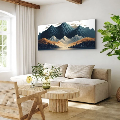 Quadro su tela - Stampe su Tela - Perfetto paesaggio montano - 100x40 cm