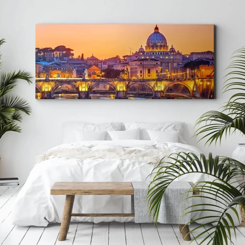 Quadro su tela - Stampe su Tela - Tramonto sulla Città Eterna - 100x40 cm