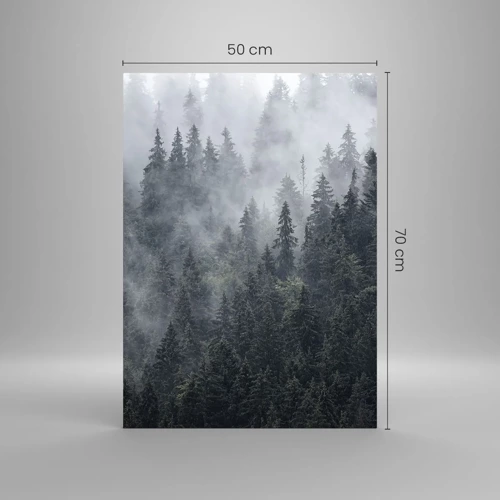 Quadro su vetro - Alba nel bosco - 50x70 cm