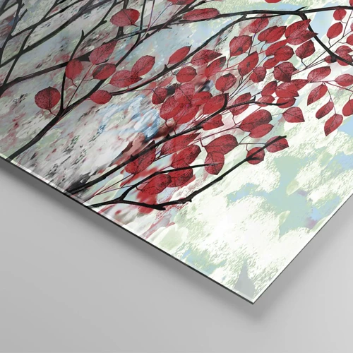 Quadro su vetro - Albero in scarlatto - 160x50 cm