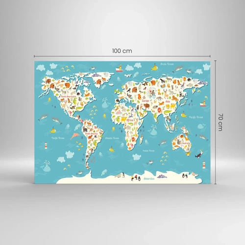 Quadro su vetro - Amiamo tutto il mondo - 100x70 cm