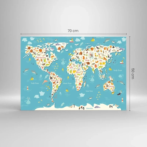 Quadro su vetro - Amiamo tutto il mondo - 70x50 cm