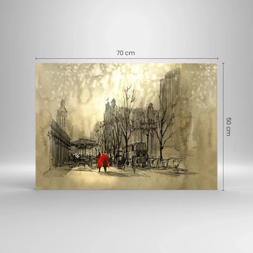 Quadro su vetro - Appuntamento nella nebbia di Londra  - 70x50 cm