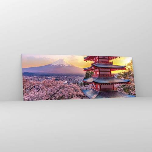 Quadro su vetro Arttor 140x50 cm - L'essenza dell'anima giapponese - Paesaggio, Monte Fuji, Coreito, Giappone, Asia, Per il Salotto, Per la Camera da letto, Bianco, Marrone, Orizzontali, Vetro, GAB140x50-4547