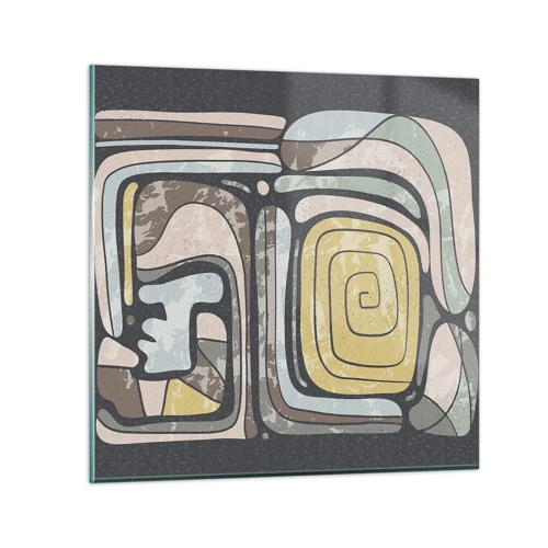Quadro su vetro - Astrazione in spirito precolombiano - 50x50 cm