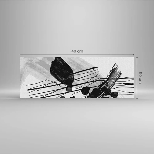 Quadro su vetro - Astrazione organica in bianco e nero - 140x50 cm