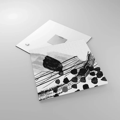 Quadro su vetro - Astrazione organica in bianco e nero - 30x30 cm