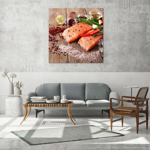 Quadro su vetro - Avventura norvegese in cucina - 40x40 cm