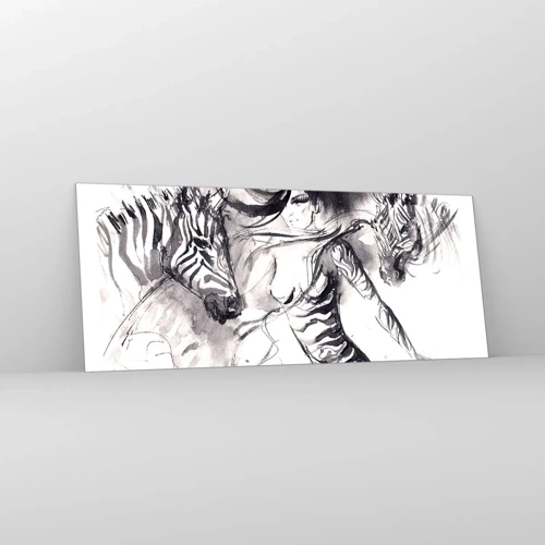 Quadro su vetro - Ballando con le zebre - 100x40 cm