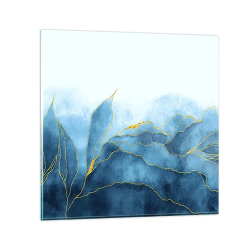 Quadro su vetro - Blu nell'oro - 40x40 cm