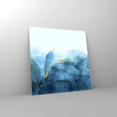 Quadro su vetro - Blu nell'oro - 40x40 cm