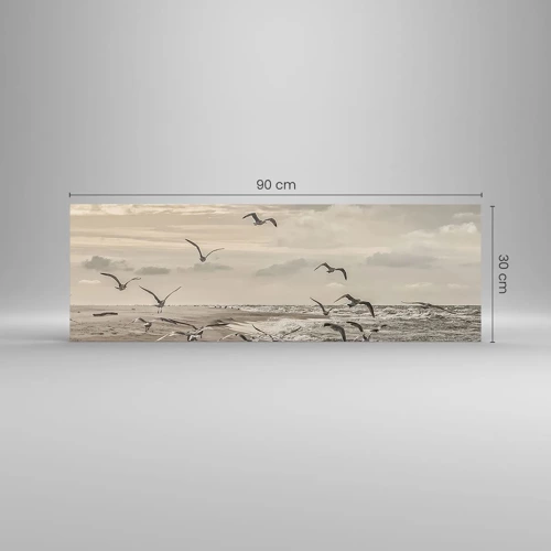 Quadro su vetro - Brusio del mare, canto degli uccelli - 90x30 cm